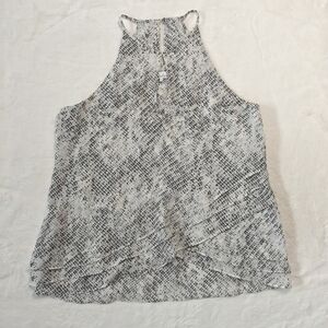 Parker Size XS Cut Out Gray and White Halter Tank Top Abstract Print Loose Flowy